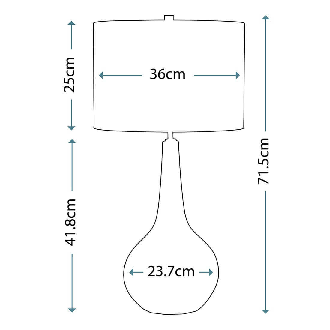 Schéma coté du luminaire avec dimensions en centimètres.