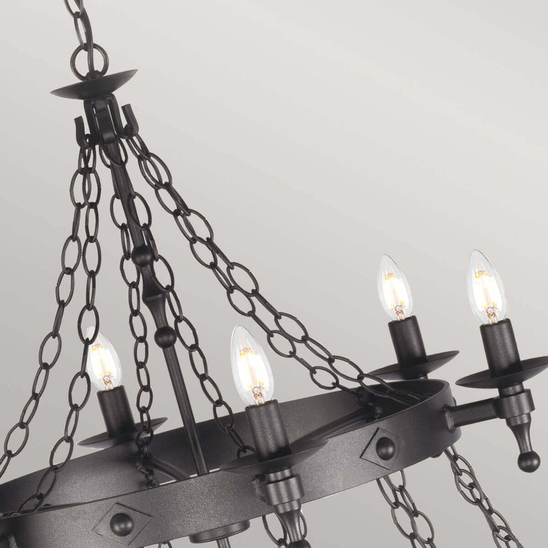 Lustre Warwick 18 lumières anthracite et noir