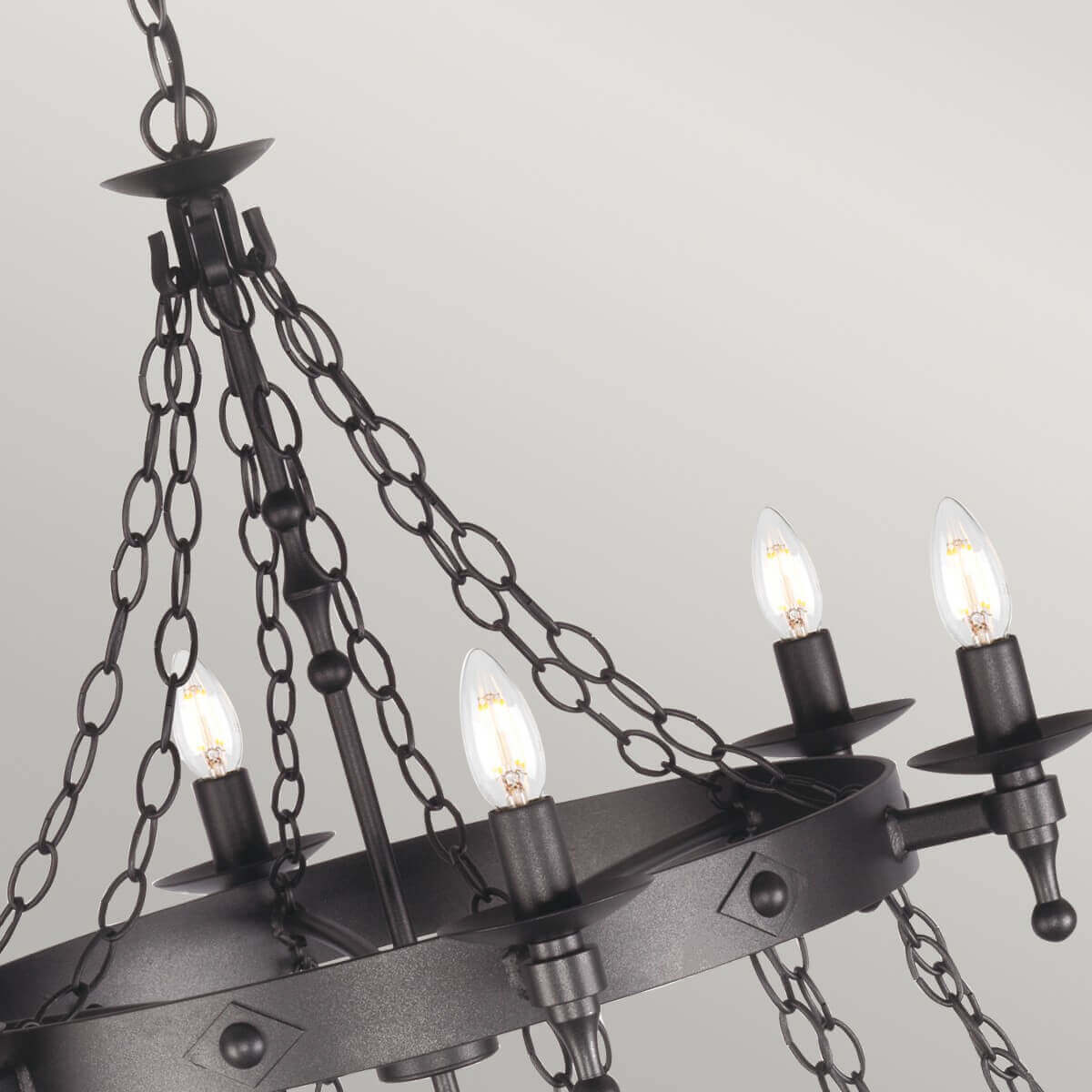 Lustre Warwick 18 lumières anthracite et noir
