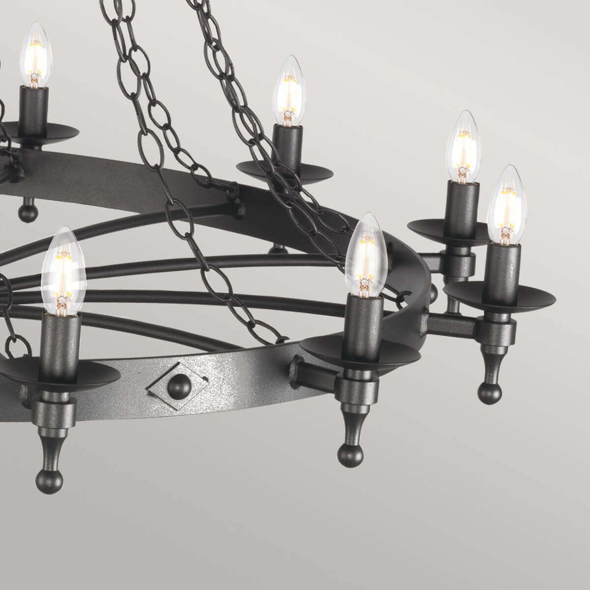 Lustre Warwick 18 lumières anthracite et noir
