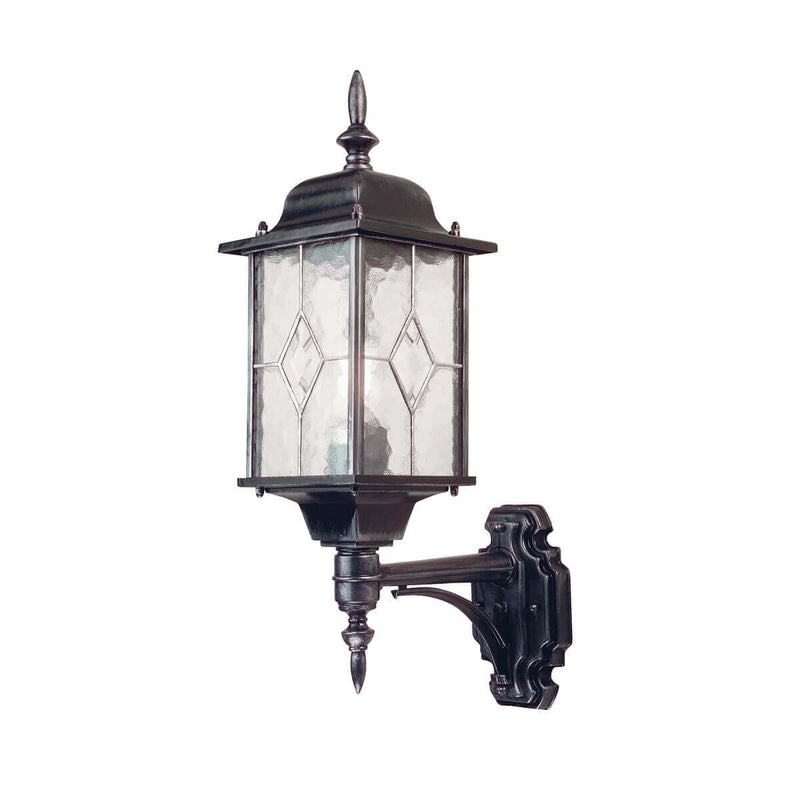 Applique extérieure Wexford noire et argentée, verre, H 53,5 cm