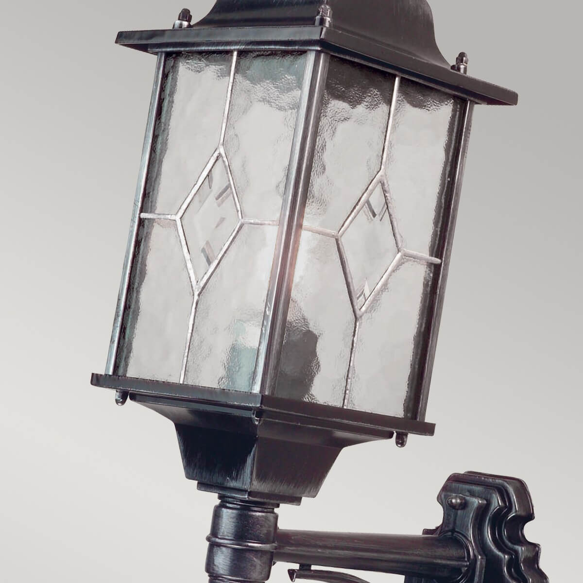 Applique extérieure Wexford noire et argentée, verre, H 53,5 cm