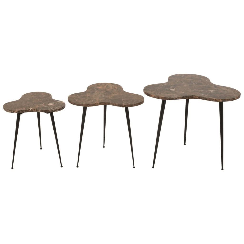 Set aus Marmor- und Metalltischen