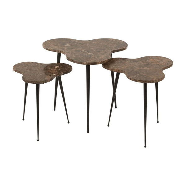 Set aus Marmor- und Metalltischen