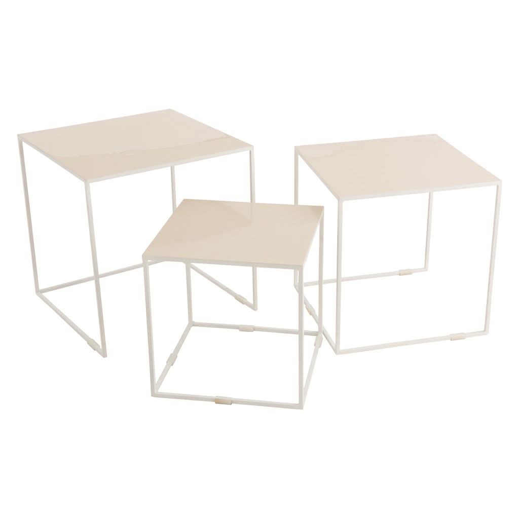 Ensemble Tables Métal Laqué Beige - Designix