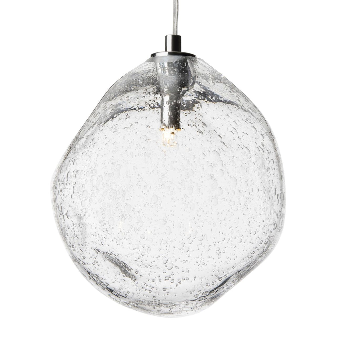 Détail sur fond blanc de la fixation chromée et de la tige filetée
