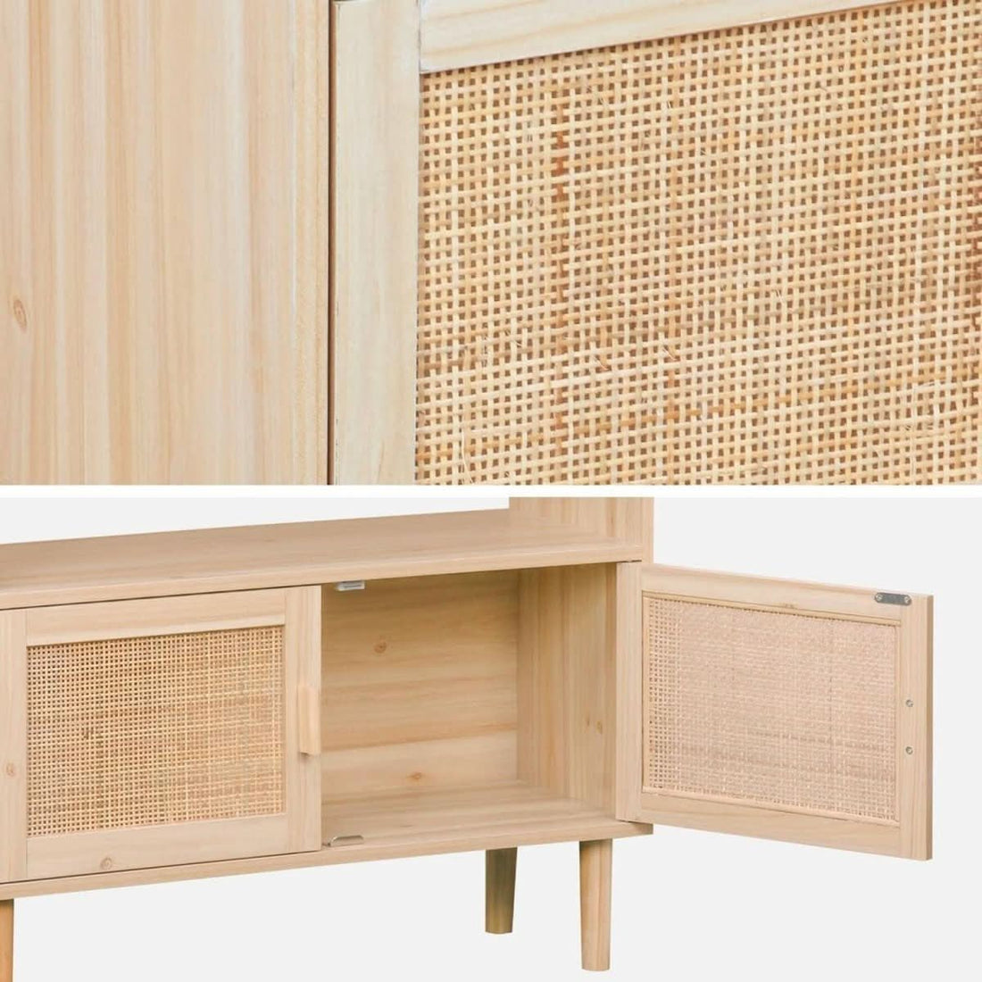 Bücherregal aus Holz mit Wiener Geflecht | Kuppel