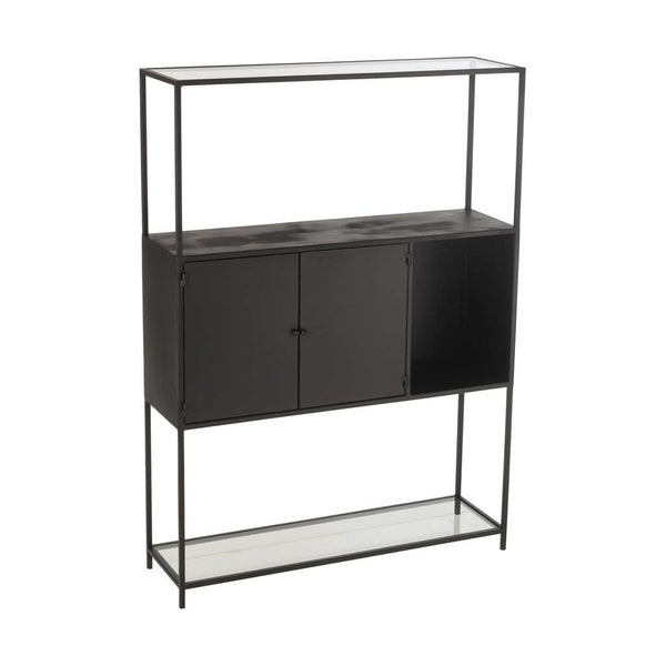 Design-Regal aus Metall und schwarzem Glas