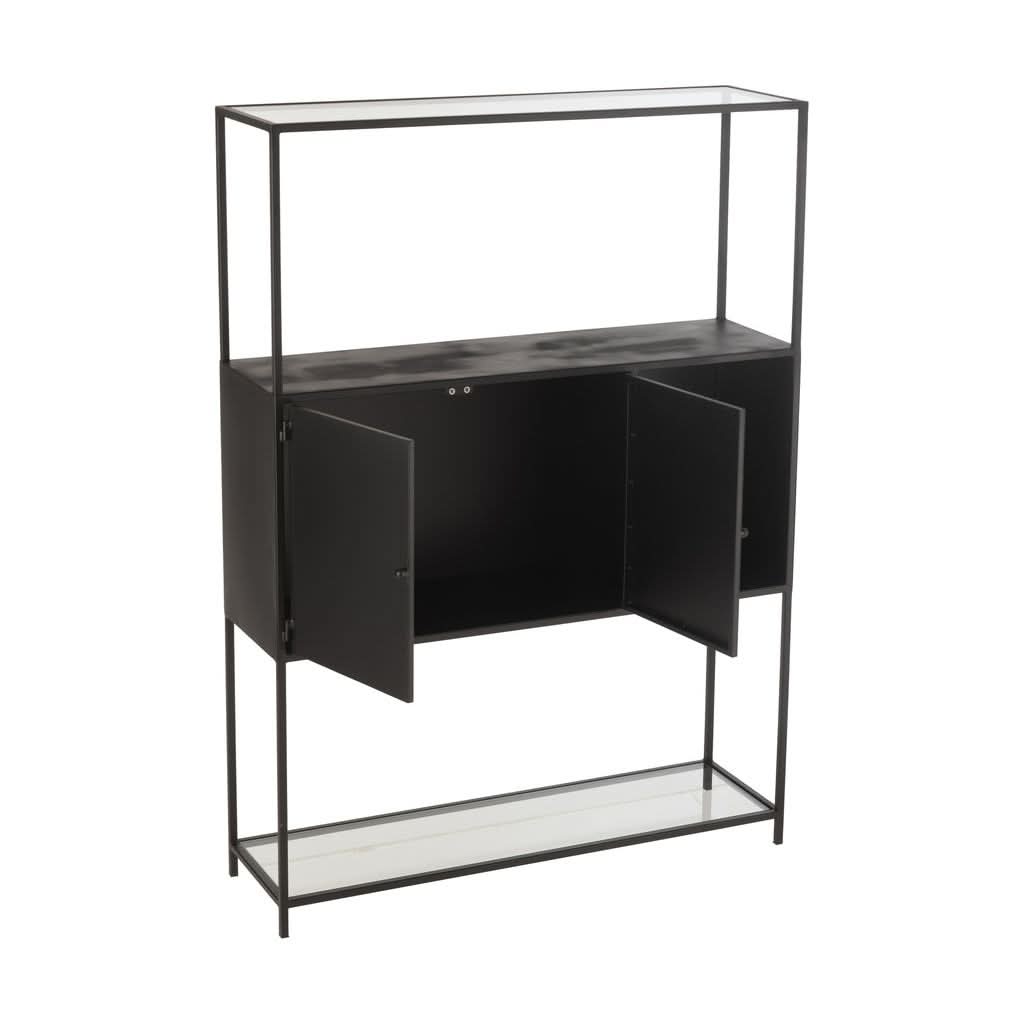 Étagère Métal Verre Noir Design - Designix
