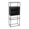 Modernes Regal aus Metall und schwarzem Glas