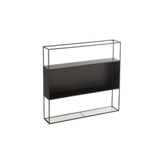 Modernes Regal aus Metall und schwarzem Glas