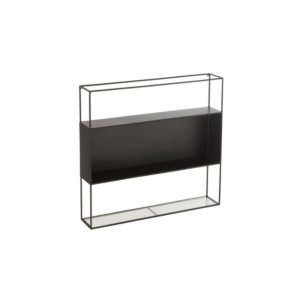 Modernes Regal aus Metall und schwarzem Glas