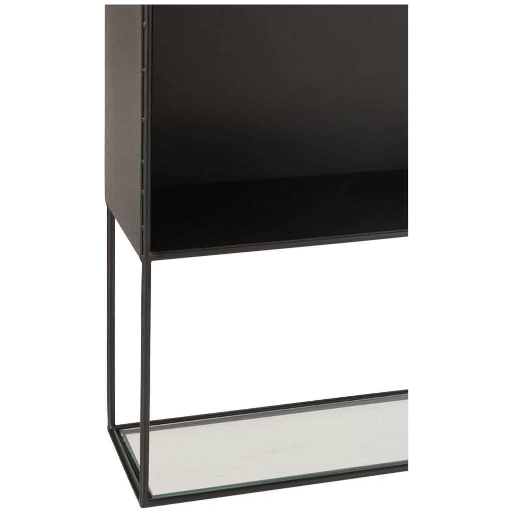 Modernes Regal aus Metall und schwarzem Glas