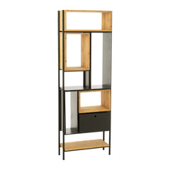 Kleines Regal aus Holz und schwarzem Eisen