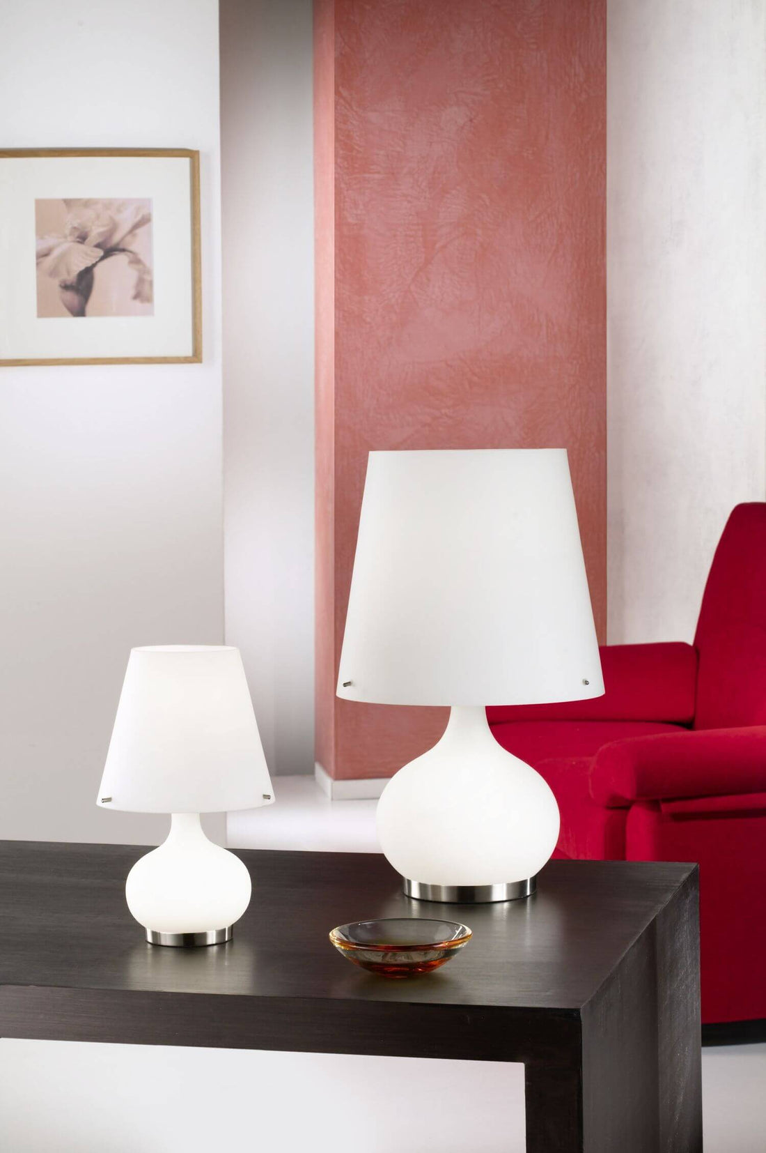 Lampe à poser Ade blanche, verre, Ø 20 cm