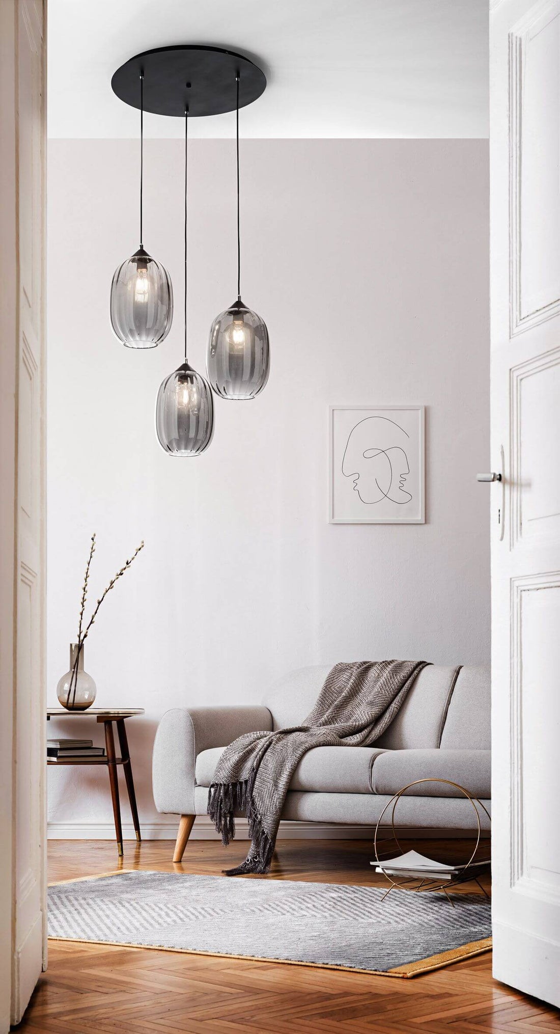 Suspension Infinity 3 lumières grise