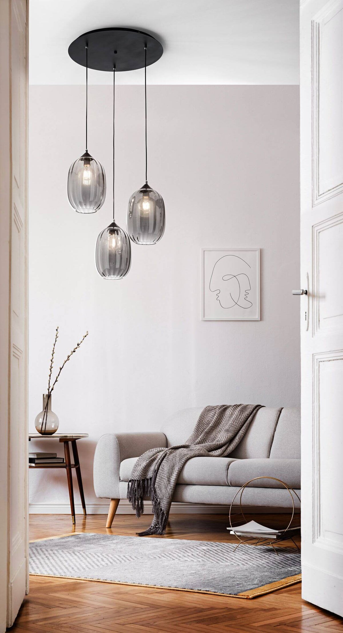 Suspension Infinity 3 lumières grise