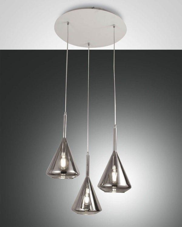 Suspension Tris 3 lumières grise