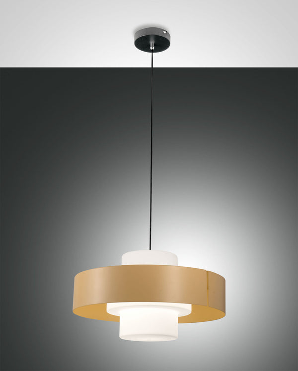 Suspension Loto beige, verre
