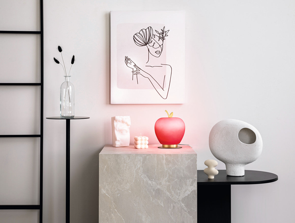 Lampe à poser Wendy rouge et laiton, verre