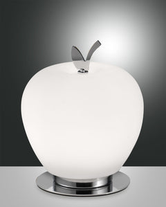 Lampe à poser Wendy blanche et chromée, verre