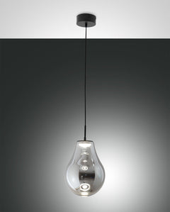 Suspension Noa grise et transparente, verre