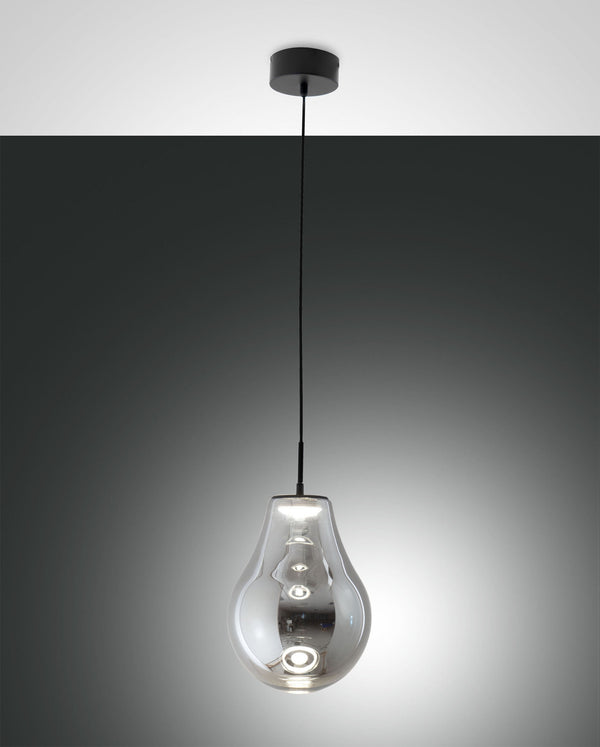 Suspension Noa grise et transparente, verre