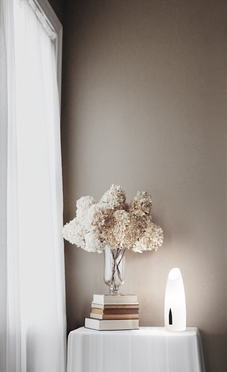 Lampe à poser Victoria blanche et noire, verre