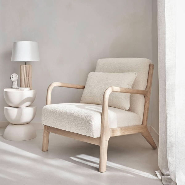 Skandinavischer Bouclé-Sessel aus Holz | Reef
