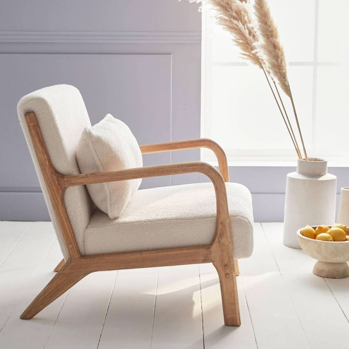Fauteuil Bouclette Scandinave Bois | Oasis - Designix Fauteuil
