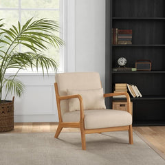 Lounge-Sessel Holz Samt Beige | Poise