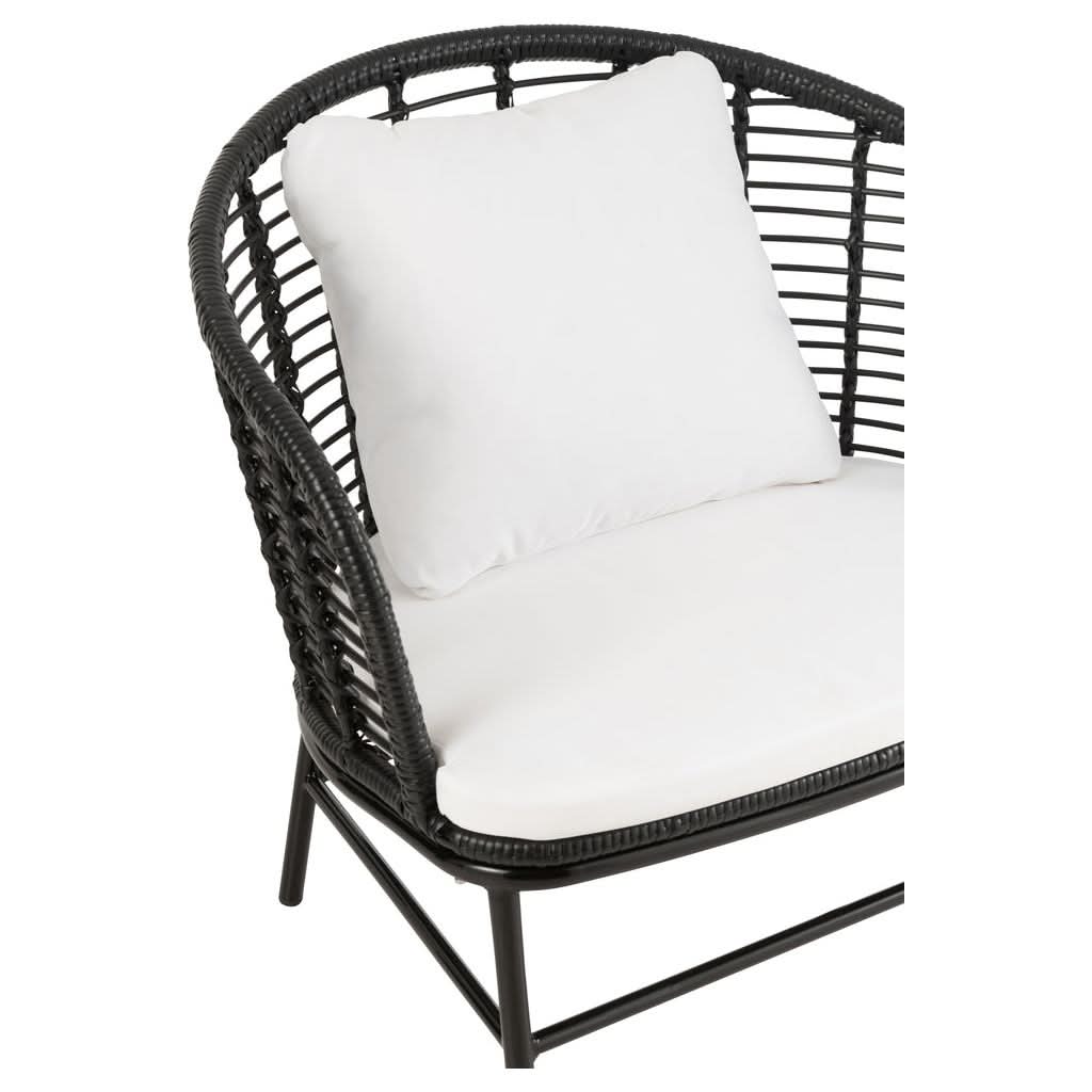 Fauteuil Métal Coussins Roseau Noir | Vira - Designix Fauteuil