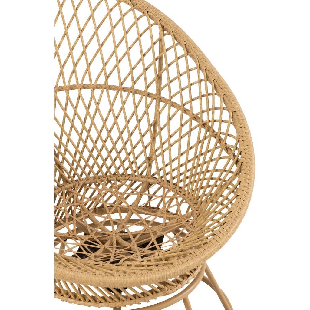 Fauteuil Métal Roseau Beige avec Coussins | Yara - Designix Fauteuil