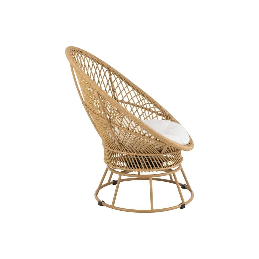 Fauteuil Métal Roseau Beige avec Coussins | Yara - Designix Fauteuil