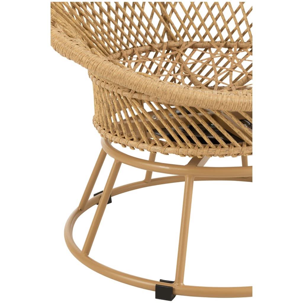 Fauteuil Métal Roseau Beige avec Coussins | Yara - Designix Fauteuil