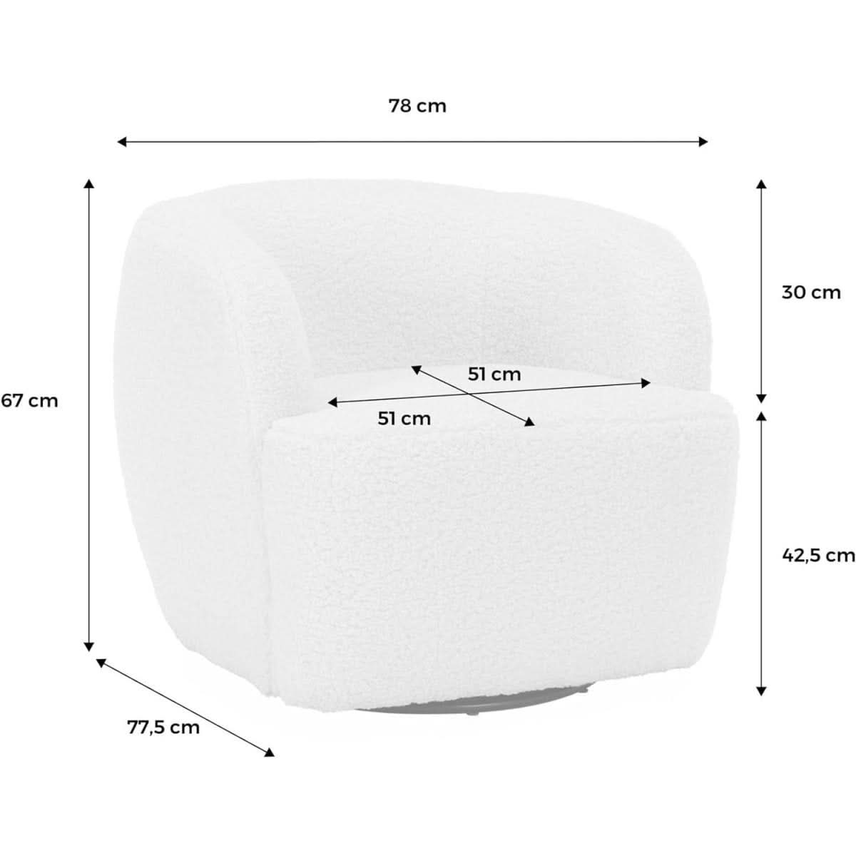 Fauteuil Rond Pivotant Bouclette | Glacier - Designix Fauteuil