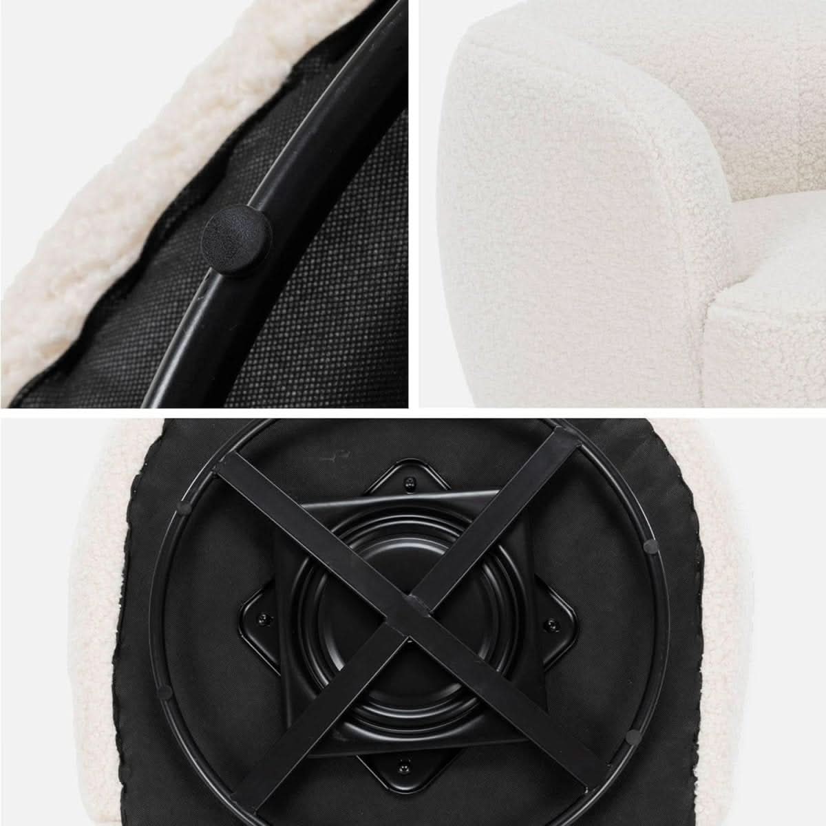 Fauteuil Rond Pivotant Bouclette | Glacier - Designix Fauteuil