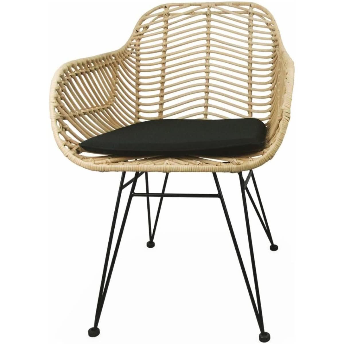 Fauteuil Rotin Métal Noir | Vif - Designix Fauteuil