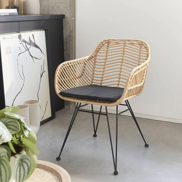 Sessel Rattan Metall Schwarz | Vif