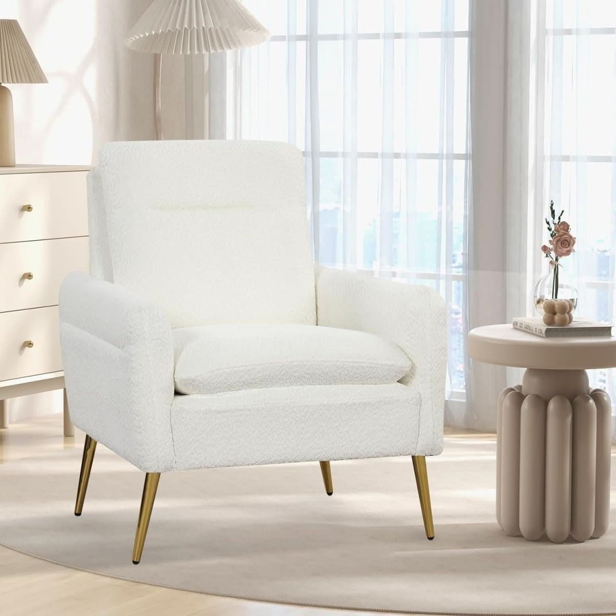 Fauteuil Salon Molleton Blanc | Vortex - Designix Fauteuil