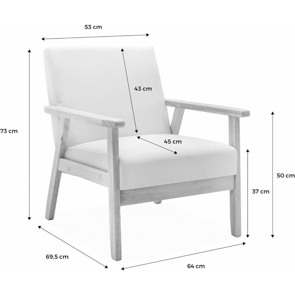 Fauteuil Scandinave Bois Gris | Délice - Designix Fauteuil
