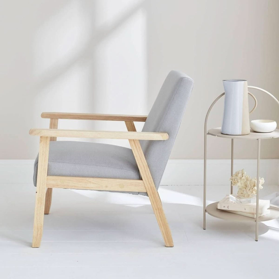 Skandinavischer Sessel Holz Grau | Ätherisch