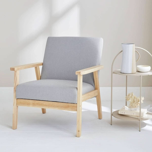 Skandinavischer Sessel Holz Grau | Ätherisch