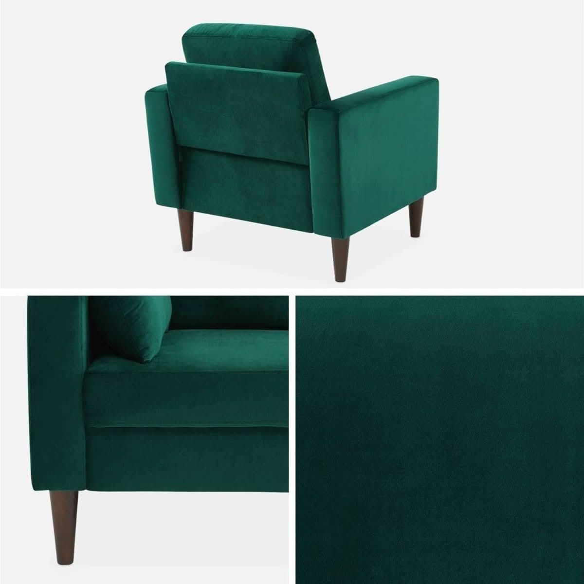 Fauteuil Scandinave Velours Vert | Icône - Designix Fauteuil