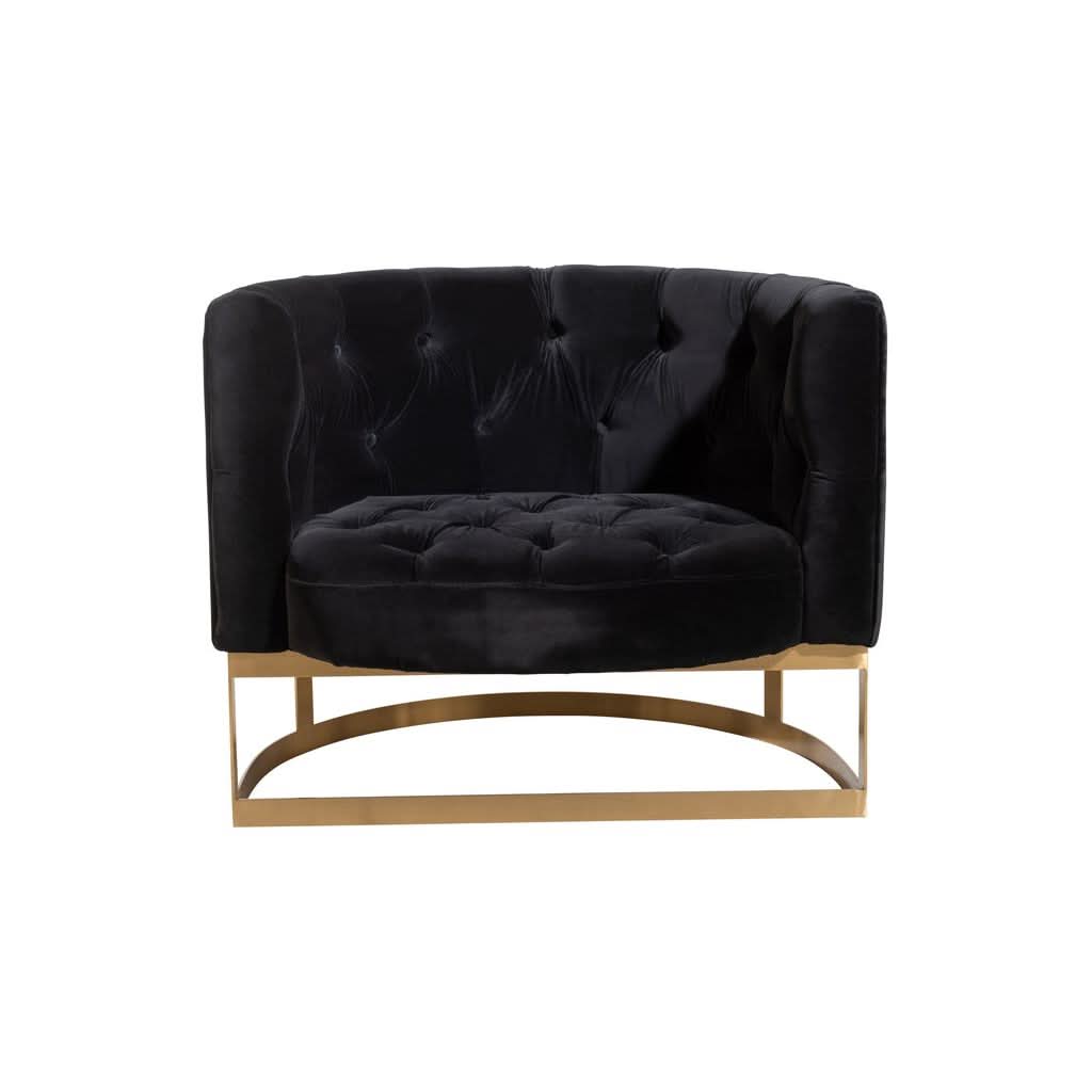 Fauteuil Velours Anthracite Or | Ovin