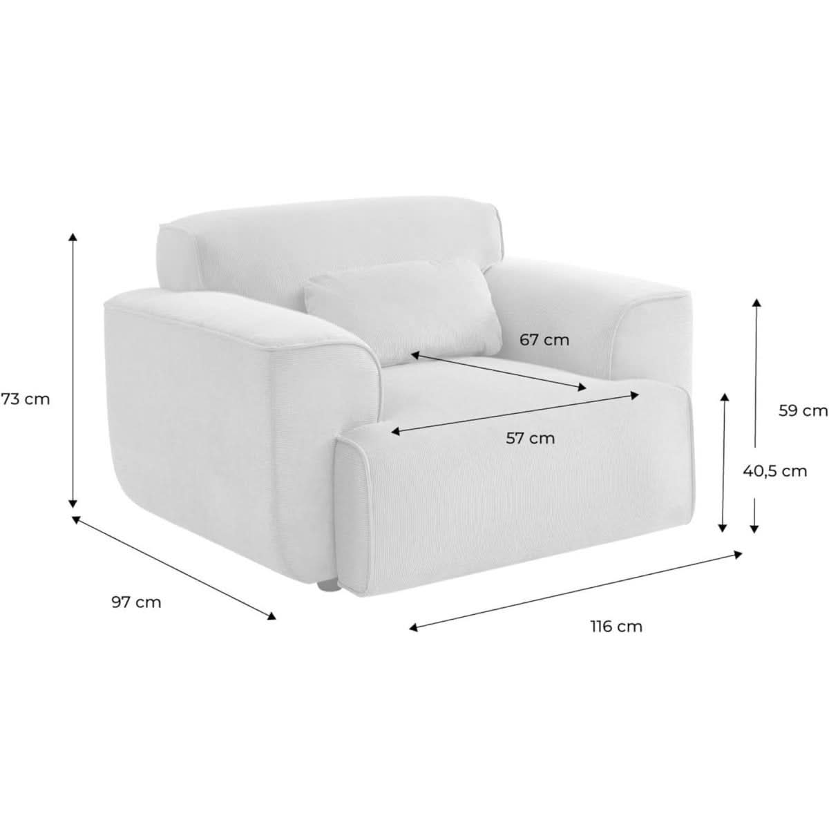 Fauteuil Velours Côtelé | Nuance - Designix Fauteuil
