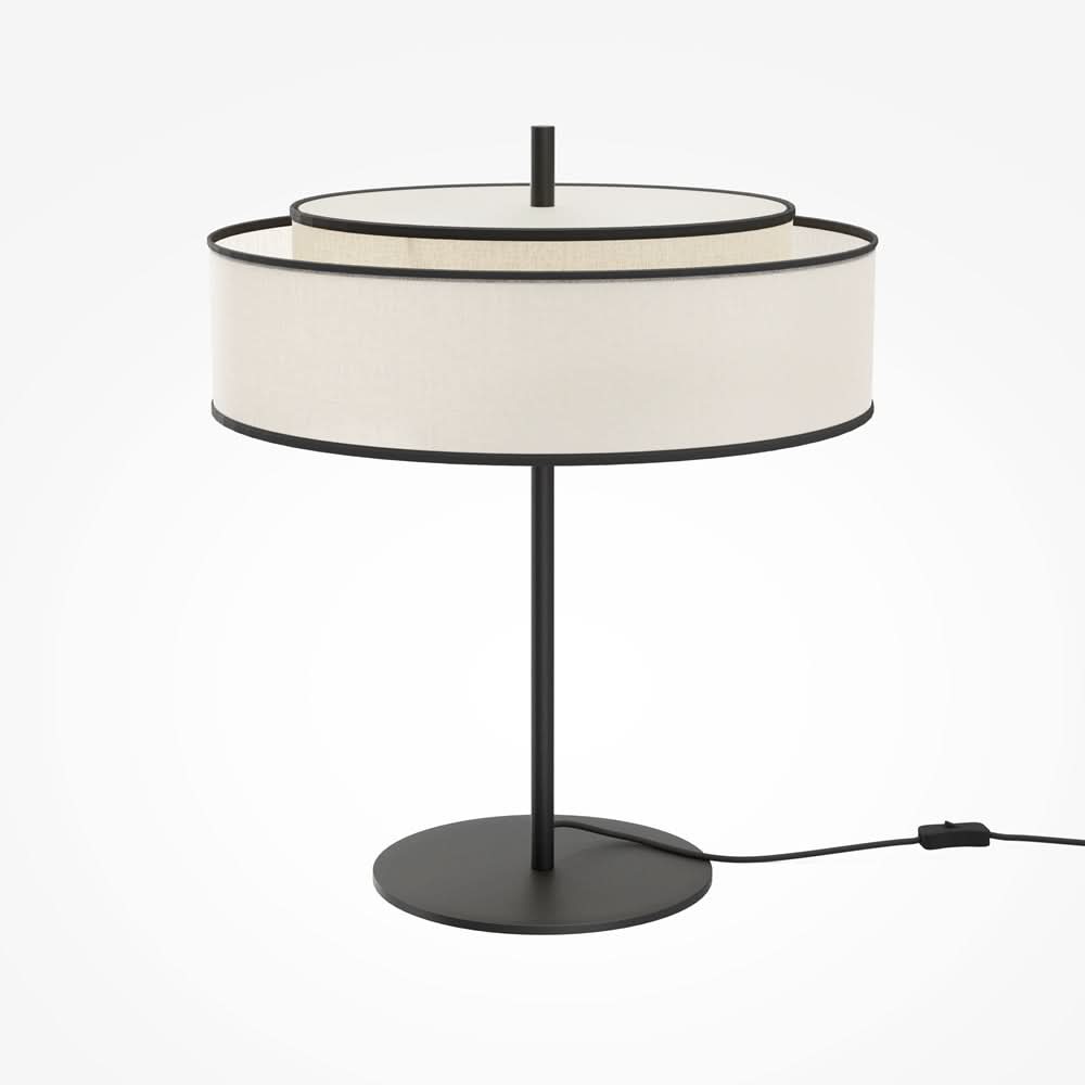 Lampe de table coordonnée avec abat-jour écru, tige noire et base ronde