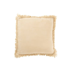 Kissen mit Fransen, Samt, Beige