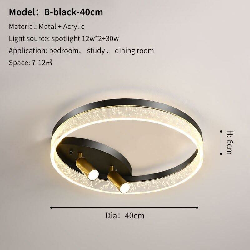 FSS Modern Ceiling Lamp With Rotatable Spotlight Remote Control Dimming LED Home Bedroom Study room Living room Lamps | Designix - 0 Dia40cm-black-B China Warm Light - https://designix.fr/
