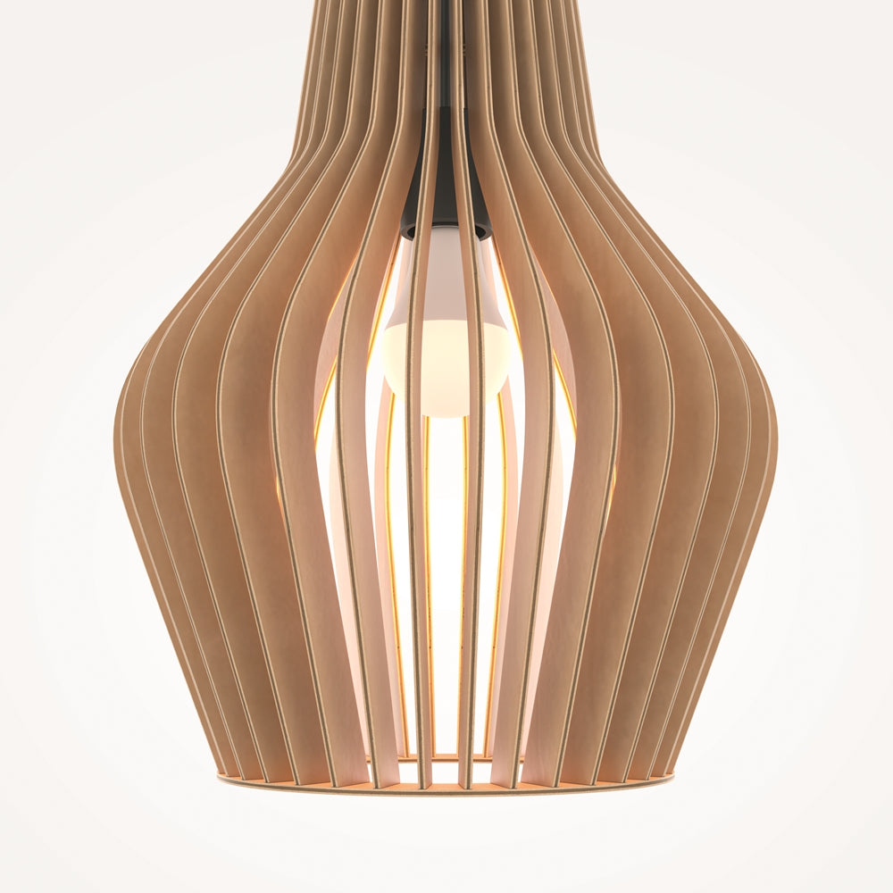 Détail de l'intérieur du luminaire avec ampoule ronde allumée